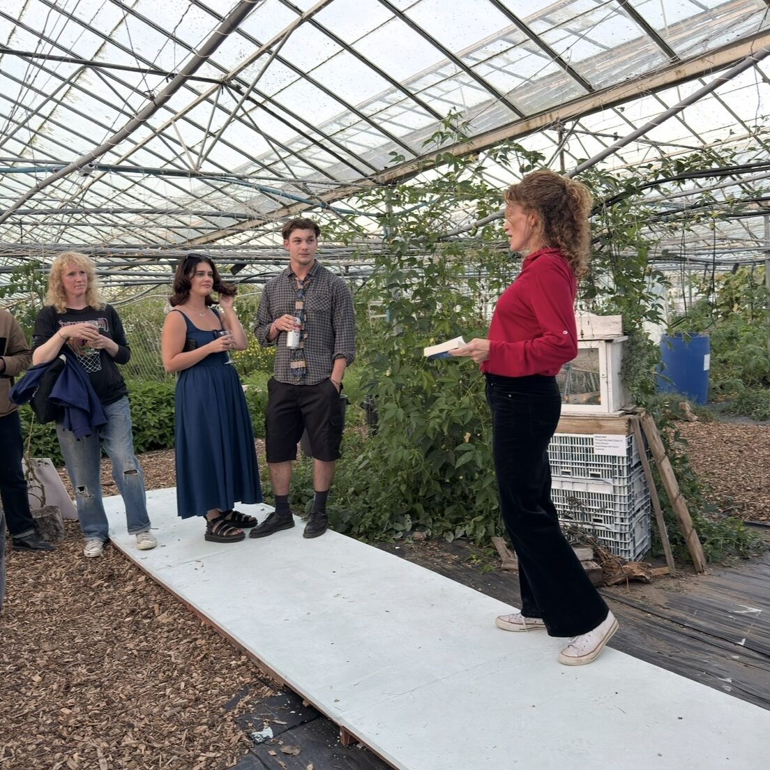 Local author Anna Stothard reads from her new book on opening night at The Gele Vinery